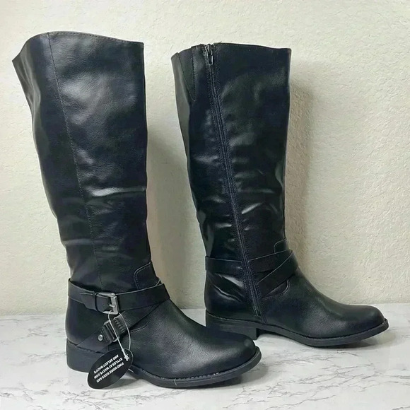 Style & Co Marliee Womens Faux Leather Wide Calf Motorcycle Boots Size 7M WC - Picture 5 of 10